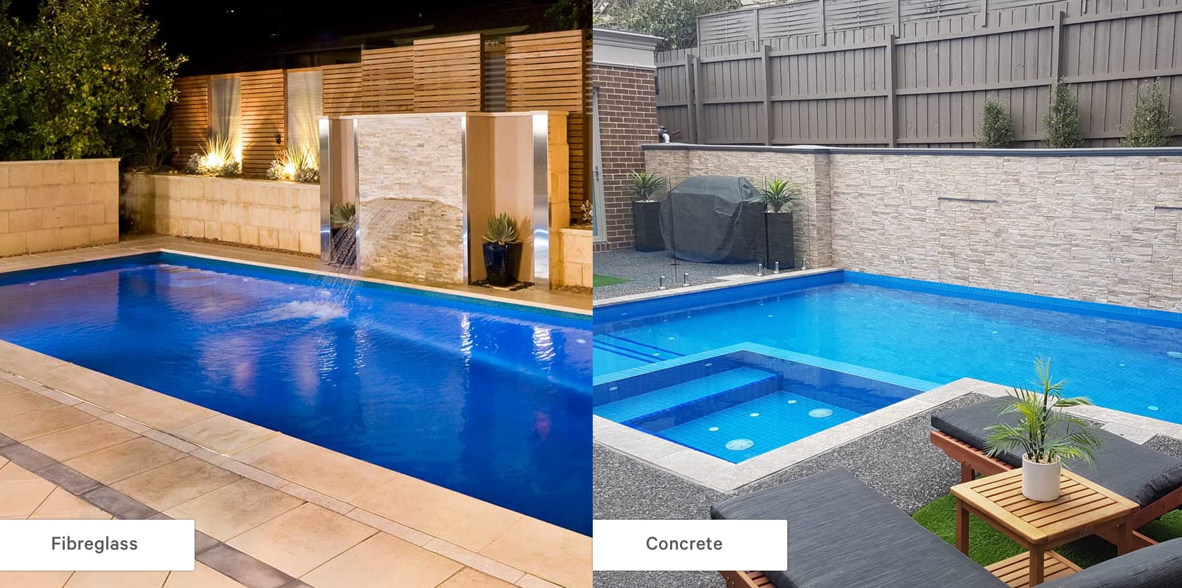 concrete vs fibreglass pool